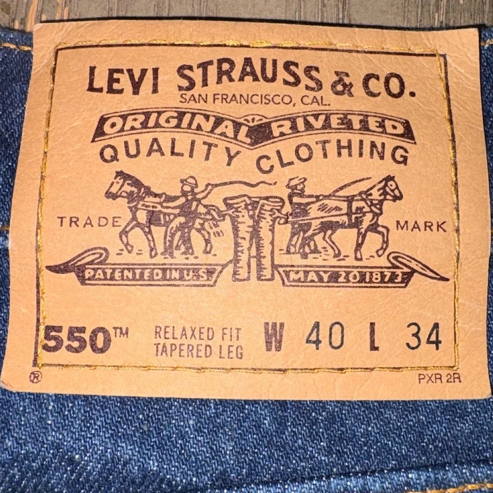 Vintage 1995 Levi's 550 Orange Tab Jeans Mens 40x34 Blue Relaxed Fit Tapered Leg